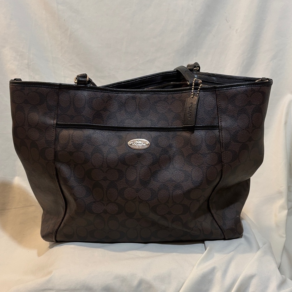 Coach Signature Brown and Black XL Tote